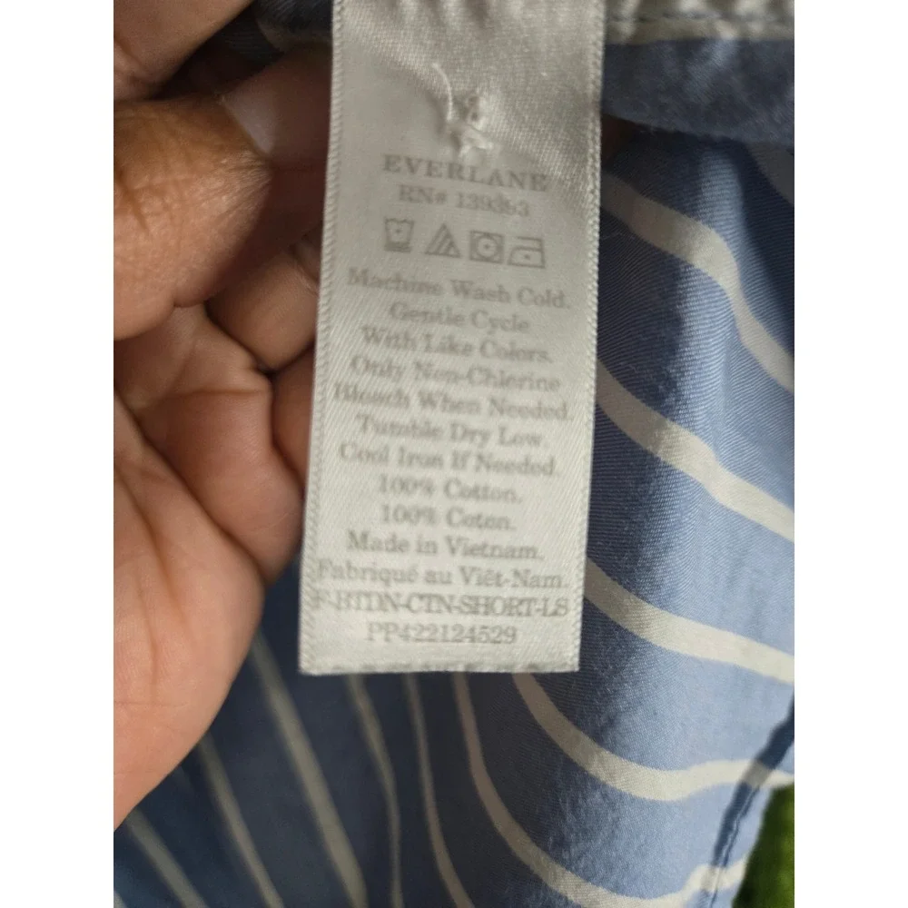 Everlane The Way Short Shirt Silky Cotton Striped Minimalist Preppy Size Small - Picture 9 of 10